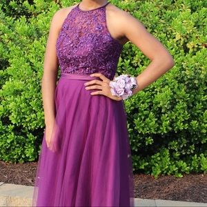Mori Lee Maxi Purple Prom Dress